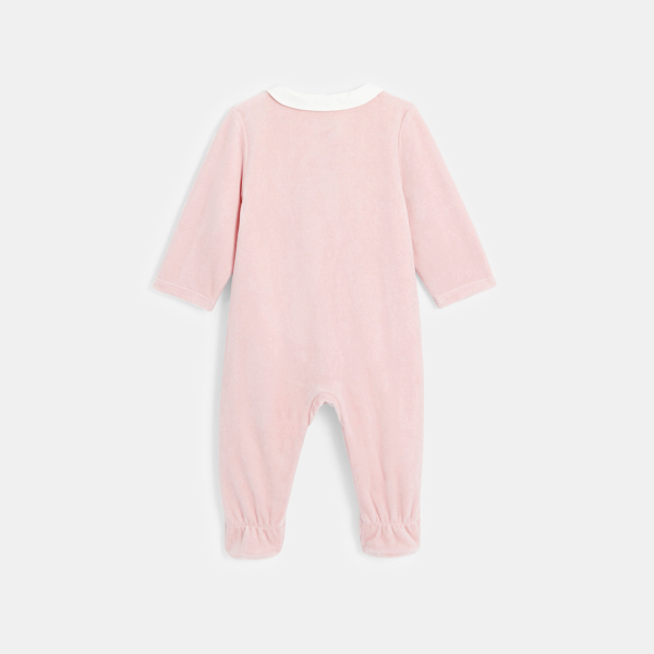 بذلة نوم مخملية برسمة فأر، باللون الوردي للفتيات الصغيرات